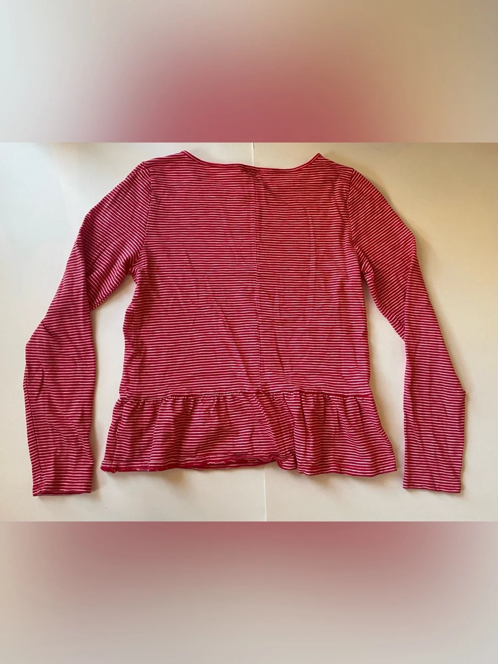 J. Crew Preppy Red and White Stripe Long Sleeve Top